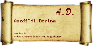 Aszódi Dorina névjegykártya